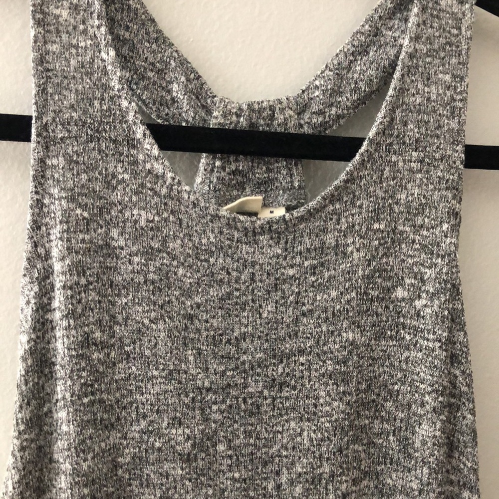 Gap Gray Ribbed Racerback Maxi Dress, Size Medium - Picture 7 of 9